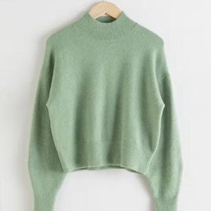 & Other Stories Green Mock Neck Sweater - Large